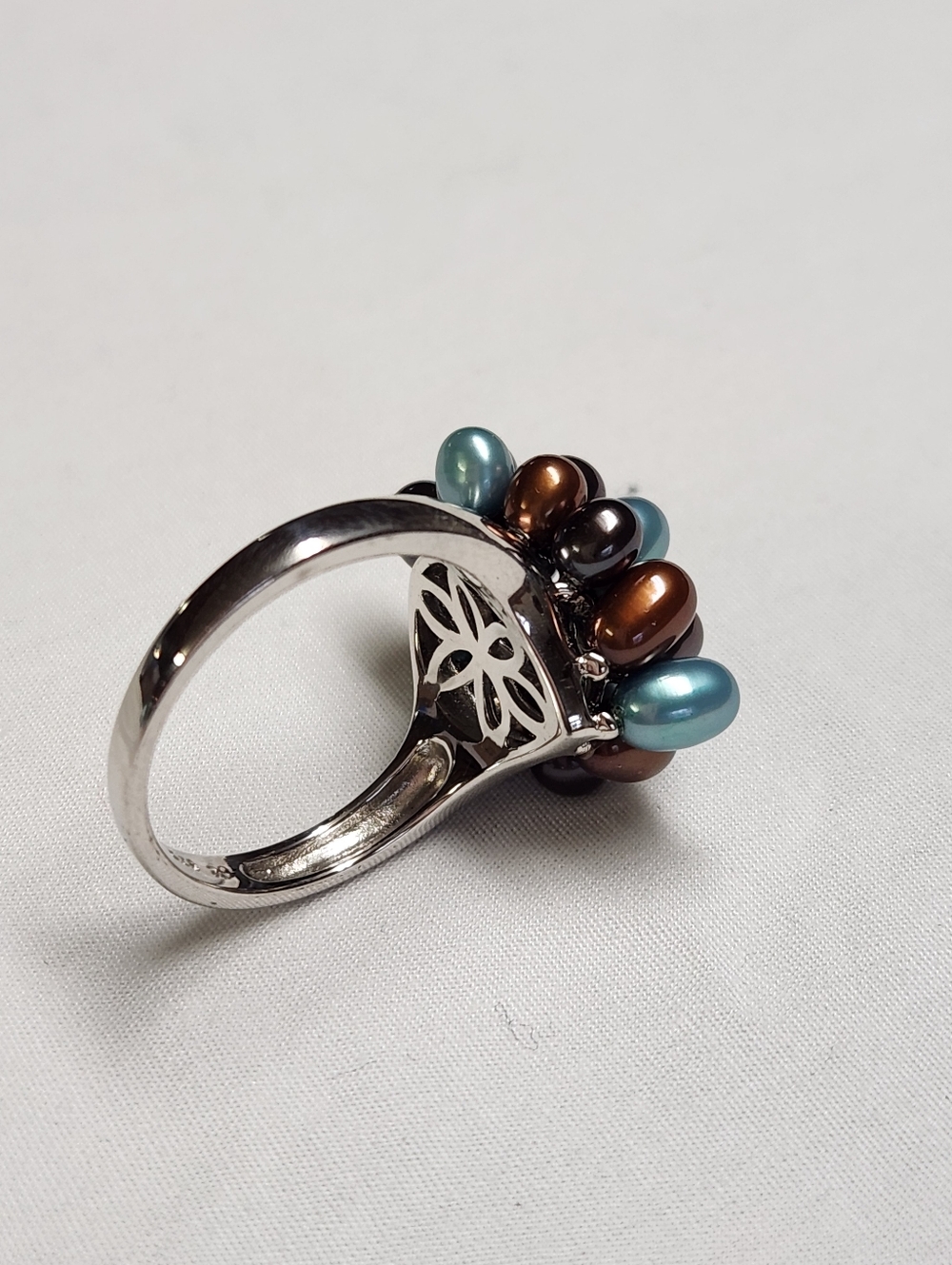 HONORA Pearl Sterling Silver Ring in Blues And Browns SIZE 9 - Picture 4 of 14